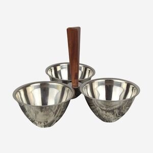 Vintage Silver Bowl Set‎ with Wooden Handle